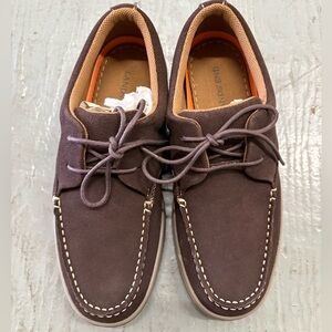 NEW Lands' End Men’s Sz 8 D Dark Brown Suede Mock Toe Boat Shoes Lace Up Loafer
